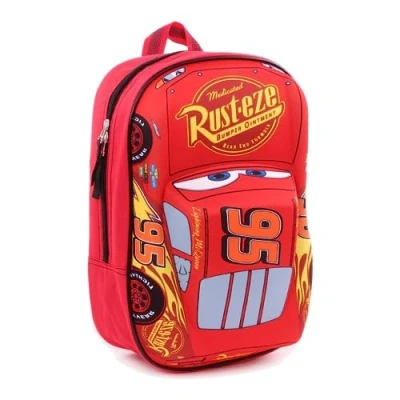 Bild av mybagstory Ryggsäck bilar Disney barn skola grundskola dagis daghem pojkskolväska storlek 31 cm justerbara remmar presentidé, Färg: röd,