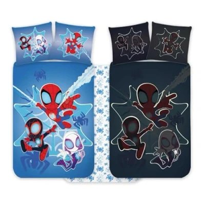 Bild av Spidey Babysängkläder 100 x 135 cm + örngott 40 60 cm, % bomull, perfekta självlysande sängkläder för barn, mjuka vändbara Spiderman pojkar och flickor