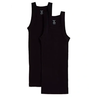 Bild av 2(X) IST Herr Essential bomull fyrkantig skuren tank 2 pack baslager topp (paket med 2), djupsvart, XL