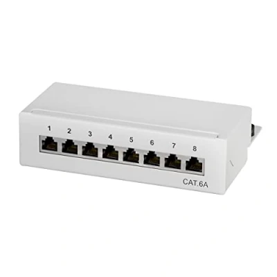 Bild av LogiLink Professional Cat.6A (500 MHz) patchpanel distributionsfält, bord/vägg/skrivbord, STP (skärmad) 8 port (RJ45)