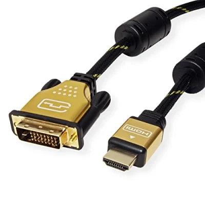 Bild av ROLINE 11.04.5893 5m HDMI DVI videokabeladapter Videokabeladaptrar (5 m, HDMI, DVI, Hane, Guld)