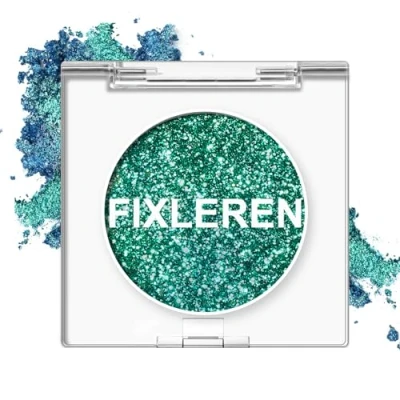 Bild av Fixera glitter kameleont ögonskugga sminkpalett, belyser ögonskugga, metallisk förändring långvarig holografisk multikrom scen /festmakeup. Grön
