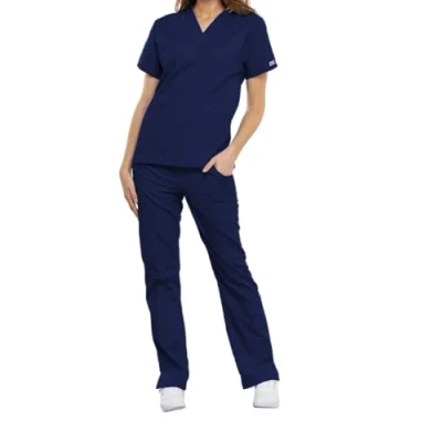 Bild av Cherokee kvinnor kvinna scrub top plus size original medicinska kläder med fickor V ringning WWE4700 marinblå 2XL, Marinblått Xsp, XXL