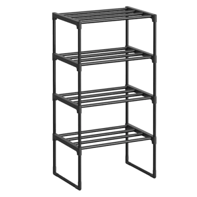 Bild av SONGMICS 4 lagers skoställ, metallskoställ, skoförvaring, upp och ner, för 5 10 par skor, 30 x 42,5 71,5 cm, svart LSA004B01