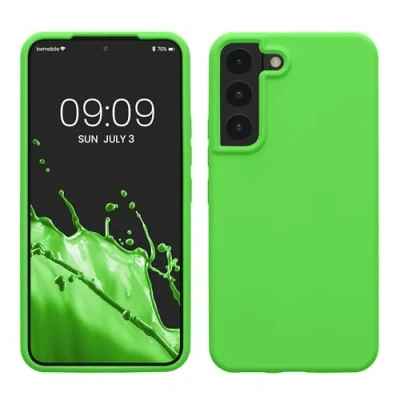Bild av kwmobile fodral kompatibelt med Samsung Galaxy S22 telefonfodral mjukt TPU silikon trådlöst laddningsskydd för limegrön