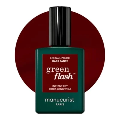 Bild av Manucurist Semi Permanent Bordeaux Green Flash nagellack Dark Pansy Gel 12 fri lack, ekologisk sourcé (84%) tillverkad i Frankrike 15 ml