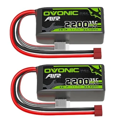 Bild av OVONIC Batteria Lipo 3s 35C 2200mAh 11.1V Short Pack con Deans per RC Heli Aereo Quadcopter Auto Multi Motore Elicottero Fai da Te Hobby (2 pezzi)