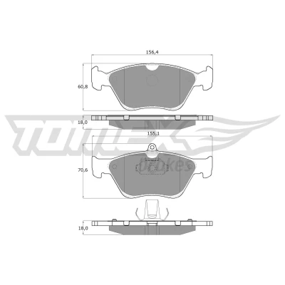 Bild av TOMEX brakes TX 11 88 Jeu de plaquettes frein Essieu avant préparé pour indicateur d&#039;usure OPEL: Calibra A, Omega B Berline, Caravan