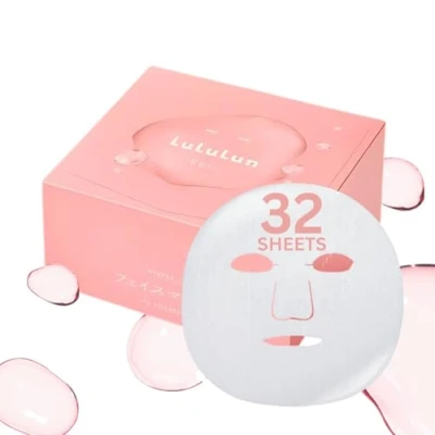 Bild av Lulun Pure Every&#039;s Face Mask närande, fuktgivande tygmask för kvinnor med kakaoextrakt alla hudtyper japansk hudvård daglig användning (32 ark)