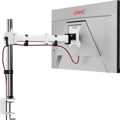 Bild av Duronic DM251X3 WE Skärmstativ PC Skrivbordsfäste Stål För En 13 27 Tum LED LCD TV eller Datorskärm Maxvikt 8kg Lutning 90/+35, Vridbar 180, Rotation 360 VESA 75/100