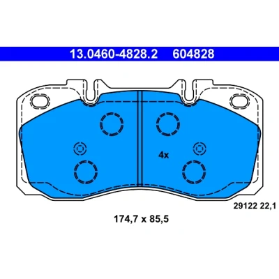 Bild av ATE 13.0460 4828.2 Jeu de plaquettes frein préparé pour indicateur d&#039;usure, contact signal d&#039;usure exclu IVECO: DAILY 6 , 4 Kasten/Kombi