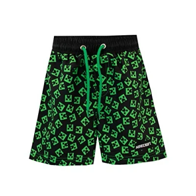 Bild av Minecraft Creeper badshorts för pojkar, Svart, 11 12 År