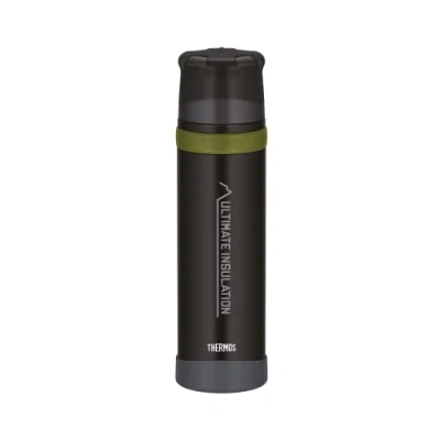 Bild av Thermos Mountain Beverage flaska 0,50 l, svart, termosflaska rostfritt stål med drickkopp, 24 h varm/24 kall, lätt utomhusflaska, robust, demonterbar förslutning, BPA fri