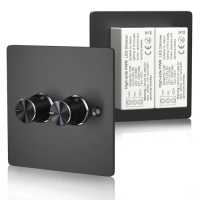 Bild av TrustWheel dimmer LED 12 V, dubbel DC12V 24V, 120 W, 5 A PWM RV ljusdimmer, 2 Gang roterande ljusbrytare för V ljus/husbil/husbil/båt/lastbil
