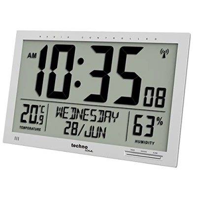 Bild av Technoline WS 8013 digital, modern designer XL radiostyrd väggklocka, slimmad ram,