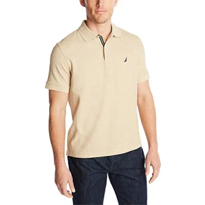 Bild av Nautica Klassisk kortärmad enfärgad pikétröja för män, Coastal Camel Heather, S