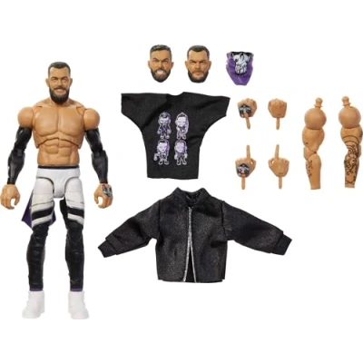 Bild av Mattel WWE Ultimate Edition figur och tillbehör, Finn Balor samlarset, 15,2 cm, utbytbara huvuden händer, 30 artikulationspunkter