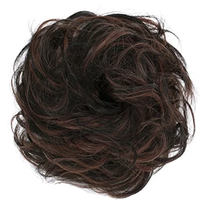 Bild av CAISHA 100% Real Hair Scrunchie Extensions Ponytail Set Black Maroon Mix H312e