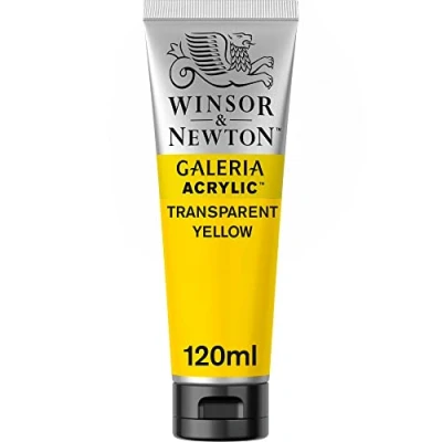Bild av Winsor &amp; Newton 2131653 Galeria akrylfärg, hög pigmentering, ljusäkta, krispig konsistens, 120 ml rör transparent gul