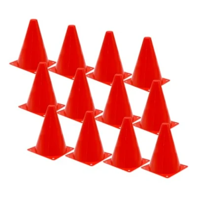 Bild av VIVIIHOO 12 stycken pyloner barnset hattar fotboll träning markeringskoner 19 cm stor för sport, ridning och hundträning multifunktionskoner robusta i rött