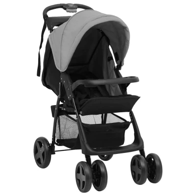 Bild av VidaXl Barnvagn 2 I 1 Ljusgrå Och Svart
