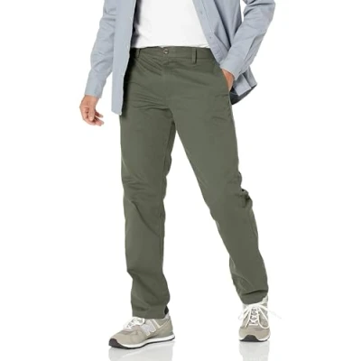 Bild av Amazon Essentials Herr Slim Fit Skrynkelbeständig platt framsida Chino byxa, oliv, 40 W x 32 L