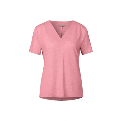 Bild av Street One V ringad damtröja i linneutseende, Blush Peach, 36