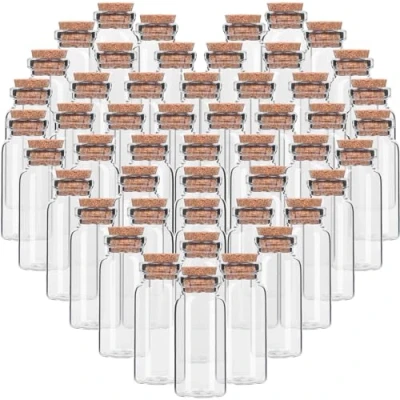 Bild av Belle Vous 50 Pack Gåvoburkar i Glas med Korklock 10 ml Uppsättning Små Lufttäta Förvaringsflaskor för Bröllopsgåvor, Fester, Kökskryddor och Sylt