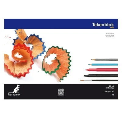 Bild av Teckenblock Kangaro A3 200 gram 20 blad vit
