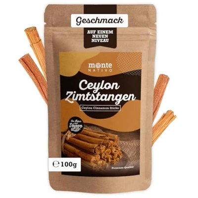 Bild av Ceylonkanelstänger Monte Nativo (100 g) Aromatisk Ceylonkanel hel Som Krydda eller Kanelstång dekoration Kanelstänger ätbara, perfekta för glögg och vinterte Julkryddor Cinnamon sticks