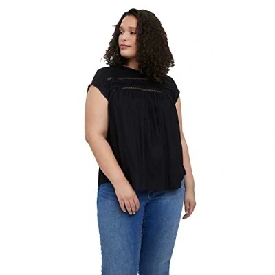 Bild av Vero Moda Curve Vmdebbie Pleat Tshirt med print, Storlek: 52, Black