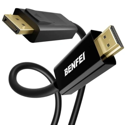 Bild av displayport till HDMI 4,5 m kabel, Benfei DP HDTV 1080P adapter hane omvandlare guldpläterad sladd för Lenovo, Dell, HP, Asus och andra märken