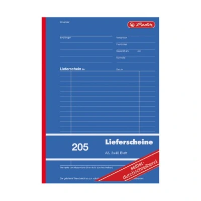 Bild av Herlitz 883546 leveransdokumentbok A5 205 3 x 40 blad, självhäftande