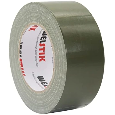 Bild av WELSTIK Professionell kvalitet kanaltejp, vattentät kanalduk tyg, färgad gaffertejp för reparationer, DIY, hantverk, inomhus utomhusanvändning, 50 mm x 41 m, 7,5 mil tjock, olivgrön
