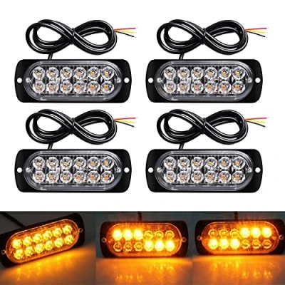 Bild av DEFVNSY Förpackning med 4 Fordonsbil Ultra Slim Amber 12 led Strobe light Bar Mini Emergency 18 Flashing Mode 12V 24V
