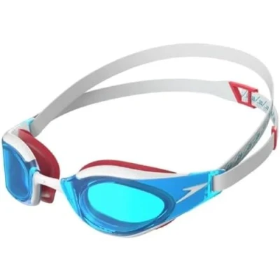 Bild av Speedo Unisex Fastskin Hyper Elite simglasögon konkurrenskraftiga glasögon prestandaglasögon träningsglasögon Hydrodynamisk, flamröd/blå/aquabla, en storlek