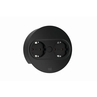 Bild av Rutab 946.100 Eluttag rund, USB A/C, avtagbart lock Mattsvart