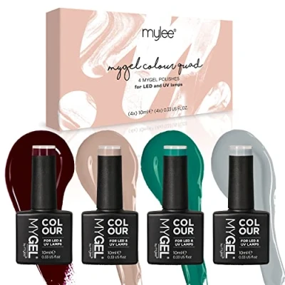 Bild av Mygel av mylee gel nagellack Autumn Winter Quad Color Set 4x10ml UV/LED Soak off Nail Art Manicure Pedicure for Professional, Salon &amp; Home Use Långvarig och enkel att applicera (Autumn Walks)