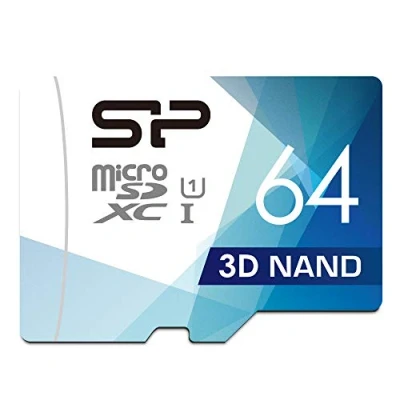 Bild av Silicon Power 64 GB 3D NAND High Speed MicroSD kort för instrumentkameror och hemövervakning + SD adapter