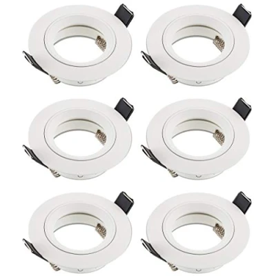 Bild av SEBSON Infälld Spotlight runt Set av 6 Vit aluminium Tak Monteringsram håldiameter 65mm Takspotlight inkl. GU10 uttag för LED/halogen