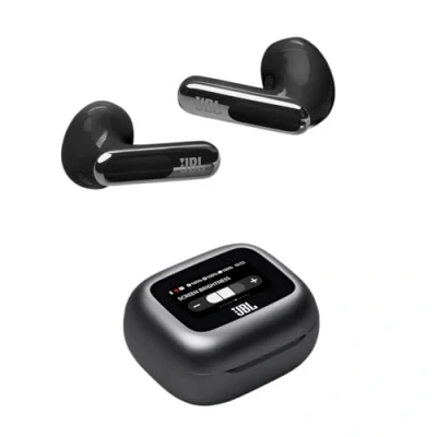Bild av JBL Live Flex 3 Trådlösa In ear Bluetooth öronsnäckor, 50H batteritid, True Adaptive brusreducering, högupplöst Signature ljud, IP55 vattentäthet, stick design med öppen baksida, svart