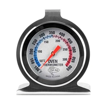 Bild av Chef Aid rostfritt stål ugnstermometer för användning med fläkt, gas, elektrisk, pizzaugn, luftfritös eller spiselspis matlagning/bakning/grillning/grillning, häng ställ inuti ugnen, lättläst