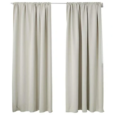 Bild av WOLTU #330 2, 2 x Gardin draperi med blickfång delat set mörkerhänge termoskram örsband kraftig mörkergardine matt, 135 245 cm, Beige