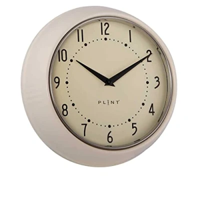 Bild av PLINT Retro Wall Clock Silent Non Ticking Decorative Cream Color Clock, Style Decoration for Kitchen Living Room Home, Office, School, Easy to Read Large Numbers