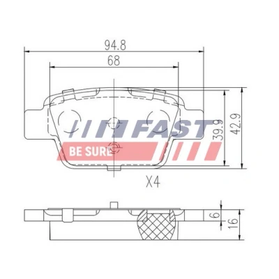 Bild av FAST FT29115 Jeu de plaquettes frein Essieu arrière contact signal d&#039;usure exclu ALFA ROMEO: MiTo, FIAT: BRAVO 2, Stilo 3/5 portes