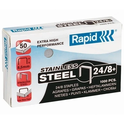 Bild av Rapid Rostfritt stål SuperStrong låda med 1 000 häftklamrar 24/8 mm Galva