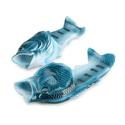 Bild av GEQ Fisksandaler, tofflor, pool , strand och duschskor, gåva för sportfiskare, unisex sandaler män, kvinnor barn (blå, storlek: 44)