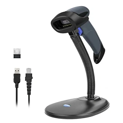 Bild av NETUM 2D QR Streckkodsläsare Med Stativ, 3 i 1 Bluetooth &amp; 2,4 GHz Rrådlös USB Trådbunden Automatisk Streckkodsavläsare Skannerpistol Kompatibel Bärbara Datorer, Kassa, POS