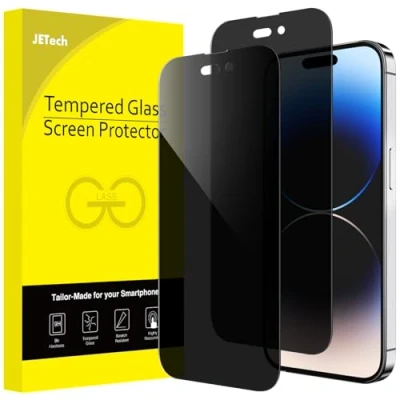 Bild av JETech Privacy Full Täckning Skärmskydd för iPhone 14 Pro Max 6,7 Tum, Anti Spy Screen Protector Privat Härdat Glas Film, Fall Vänlig, 2 Pack
