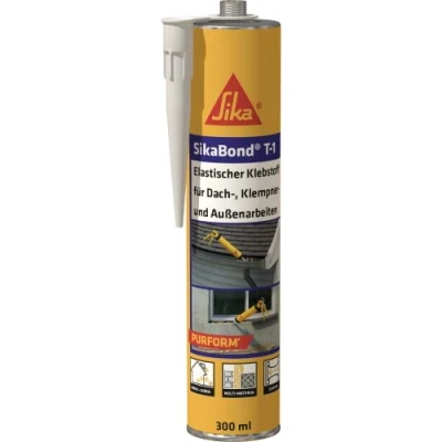 Bild av Sika Bond T1 Purform bygg och konstruktionslim polyuretan monteringslim PU lim 300 ml patron betonggrå